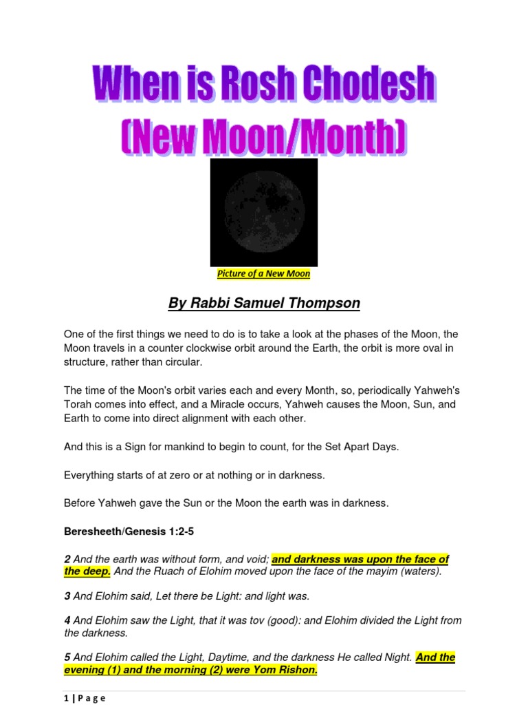 When is Rosh Chodesh, New Moon month? Allah Rosh Hashanah