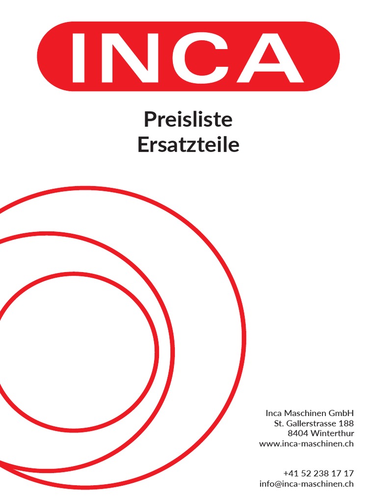 Preisliste Inca Ersatzteile 2021 | PDF