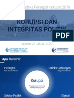 Peluncuran Indeks Persepsi Korupsi 2019: Korupsi Dan Integritas Politik