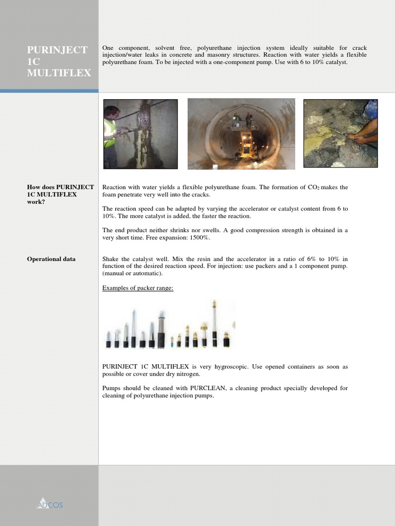 PURINJECT 1C Multiflex: Polyurethane Injection System | PDF | Foam ...