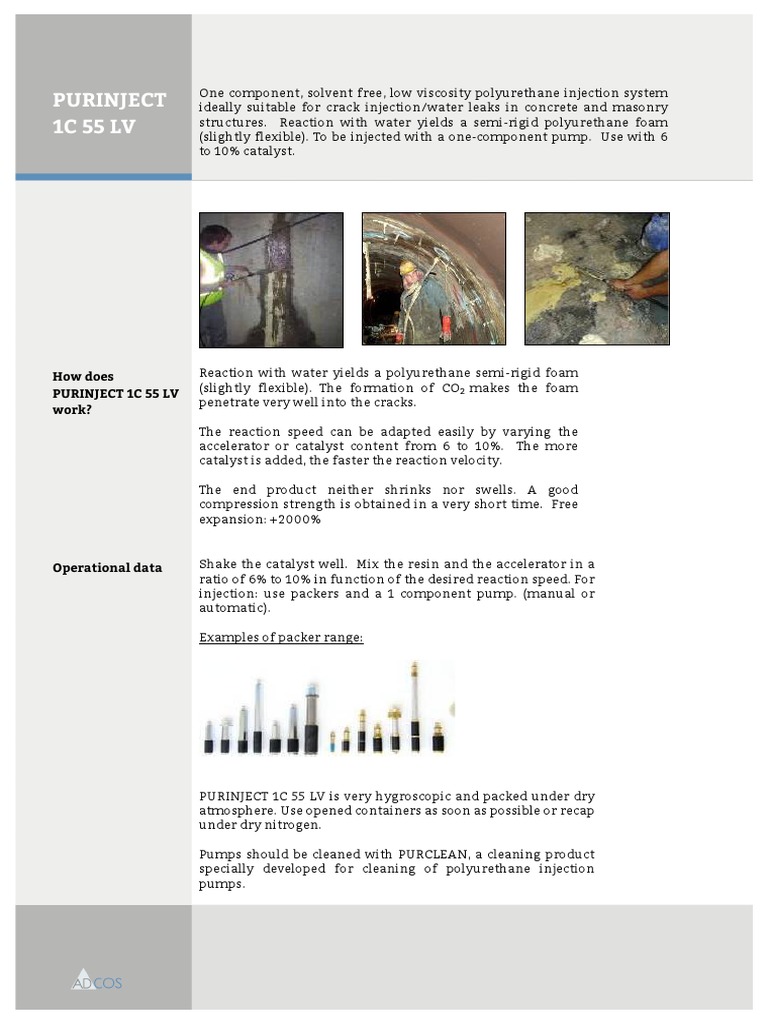 PURINJECT 1C 55 LV: Polyurethane Injection System | PDF | Polyurethane ...