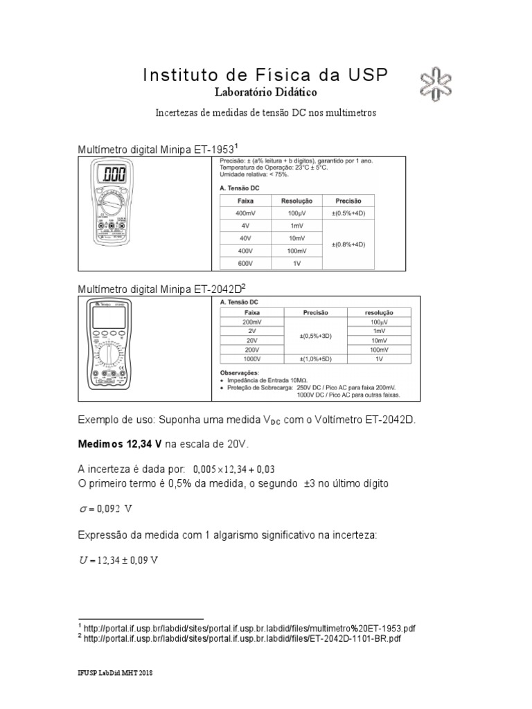 Incerteza Multimetro | PDF