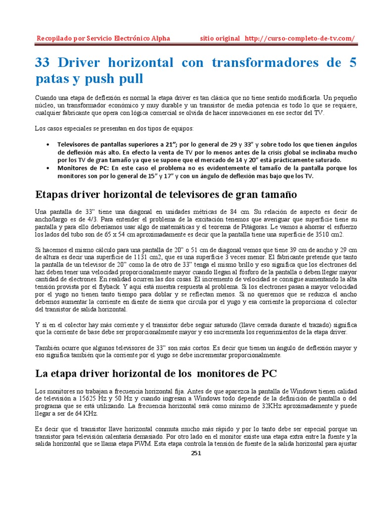 Driver Horizontal en TVs y Monitores | PDF | Transistor | Transistor de ...