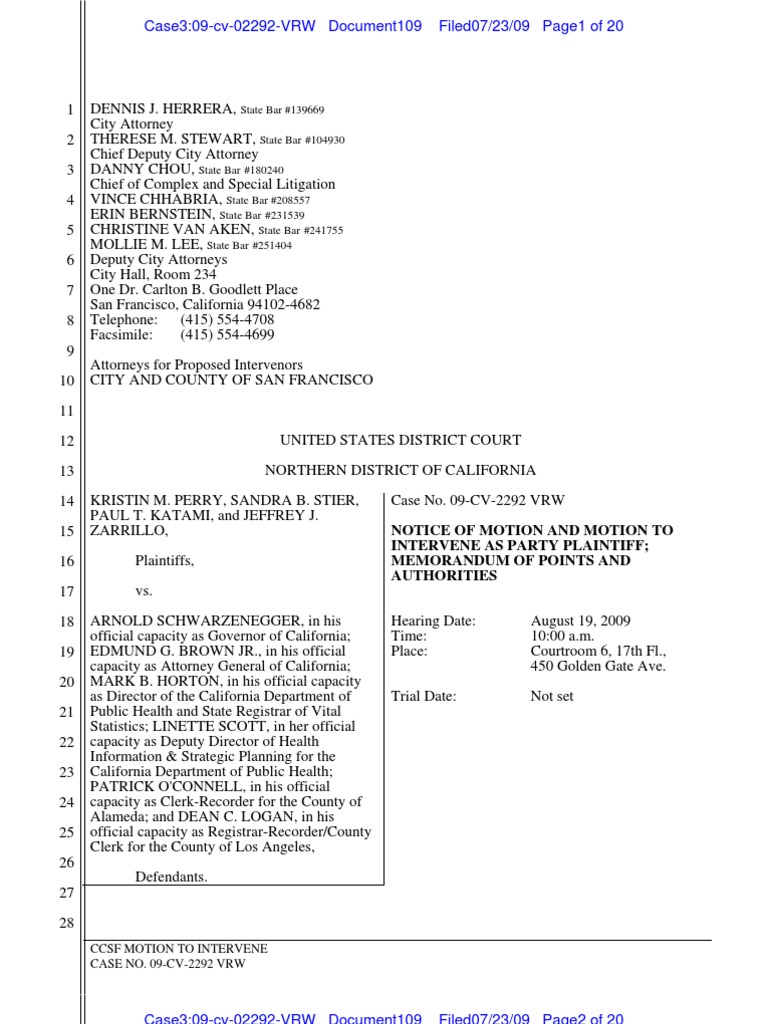 State Bar #139669: Notice of Motion and Motion To Intervene As Party ...