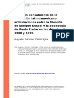 Augusto Sanchez Ventimiglia (2015) - Hacia Un Pensamiento de La Liberacion Latinoamericano Articulaciones Entre La Filosofia de Enrique D (..)