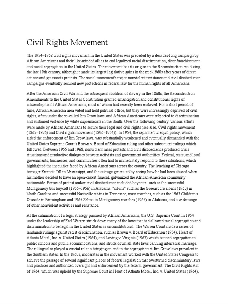 what was the civil rights movement essay