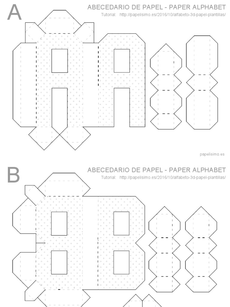 Papelisimo Letras 3d Abecedario-De-Papel 3D AZ Paper-Alphabet | PDF | Colación | Ortografía