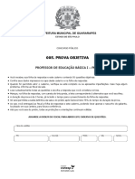 Vunesp 2018 Prefeitura de Guararapes SP Professor de Educacao Basica I Prova