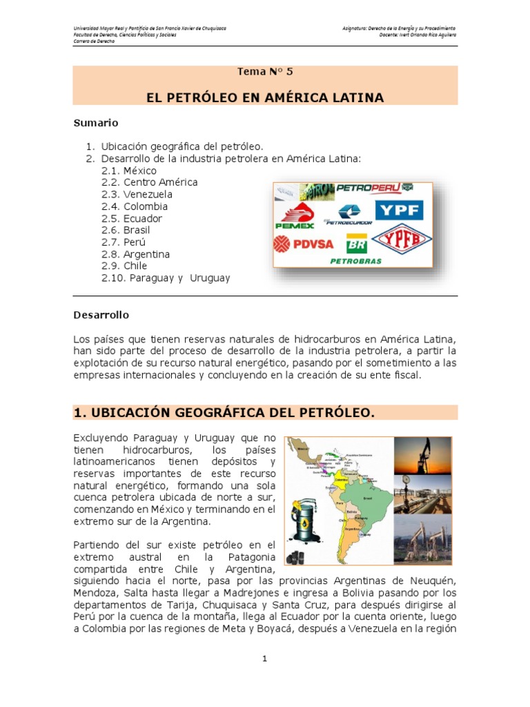El desarrollo de la industria petrolera en América Latina y la creación ...