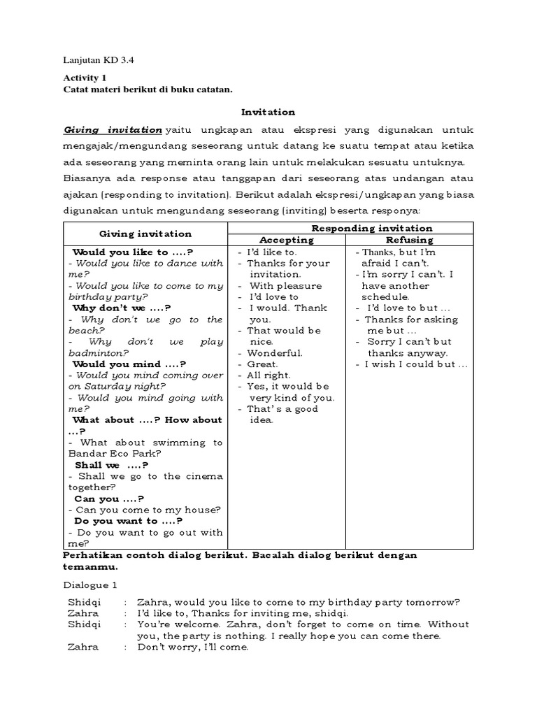Invitation Expressions Guide | PDF