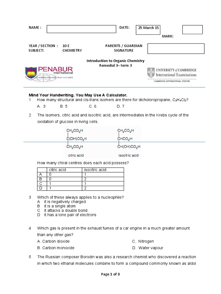 Isomers and Stereoisomerism in Organic Chemistry | PDF | Chemical ...