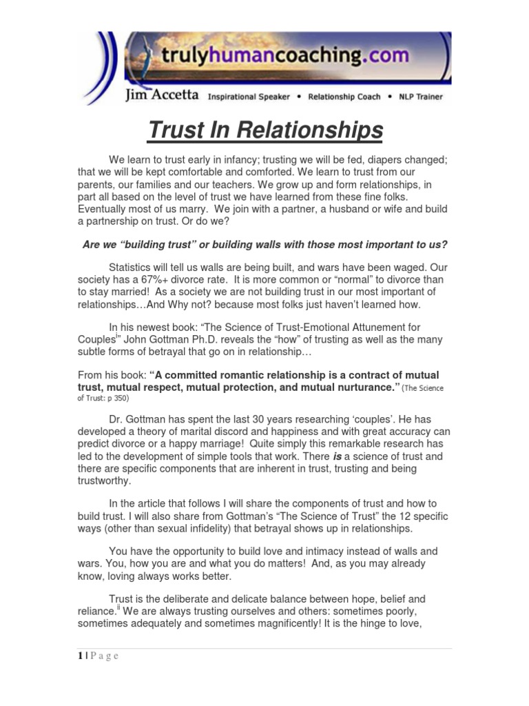 Building Trust in Relationships | PDF | Infidelity | Marriage