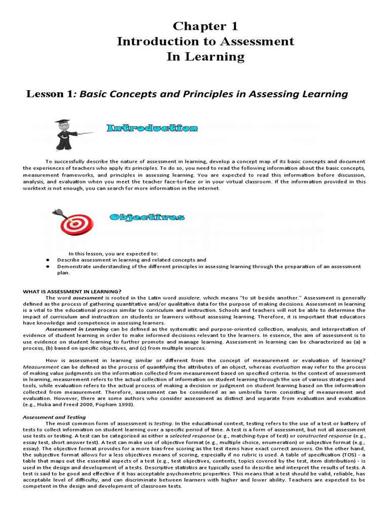 Introduction To Assessment in Learning: Lesson 1: Basic Concepts and ...