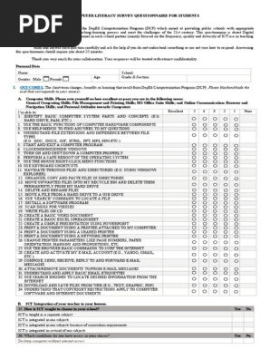 Computer Literacy Survey Questionnaire for Students