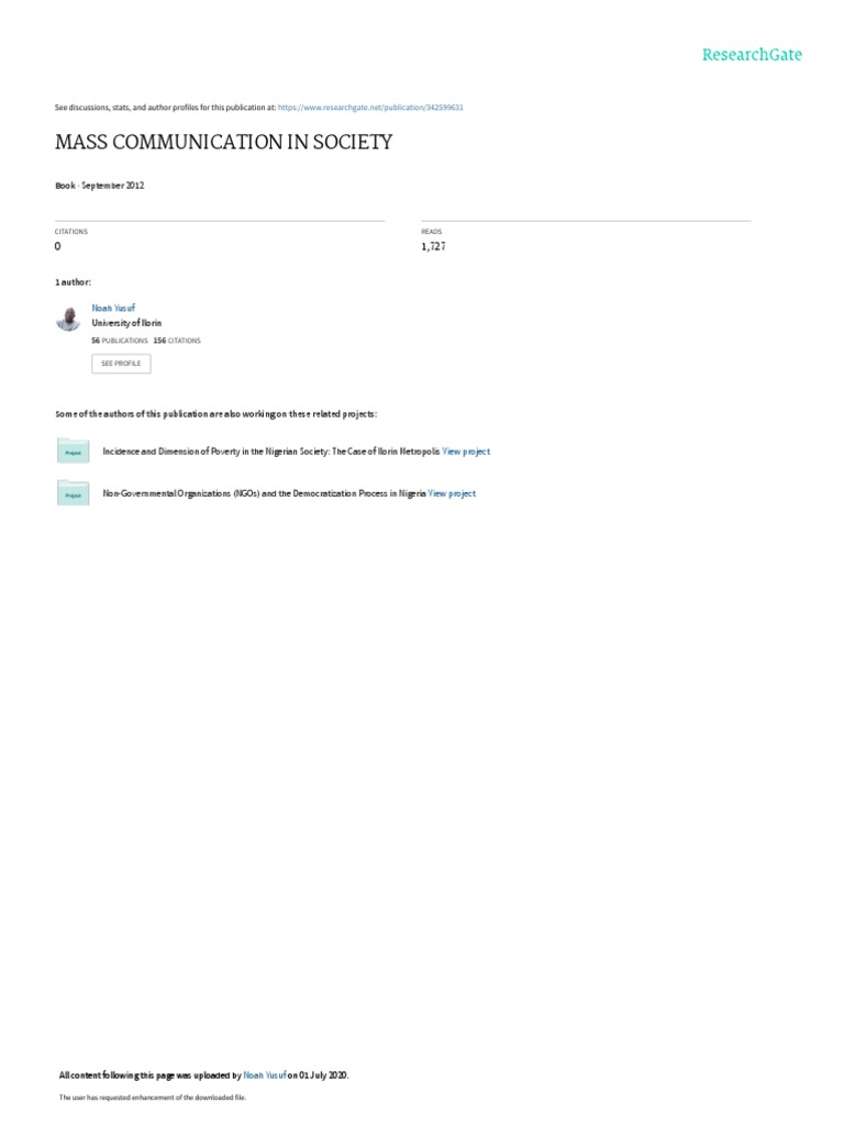Mass Communication in Modern Society | PDF | Mass Media | Media ...