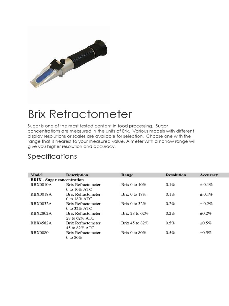 Brix Refractometer RBX Series PDF