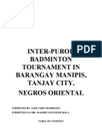 Inter-Purok Badminton Tournament in Barangay Manipis, Tanjay City, Negros Oriental