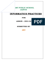 Informatics Practices: Army Public School Jaipur