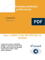 My Learning Style (Style Preferences)