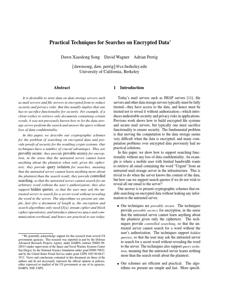 Secure Search on Encrypted Data | PDF | Cryptography | Encryption