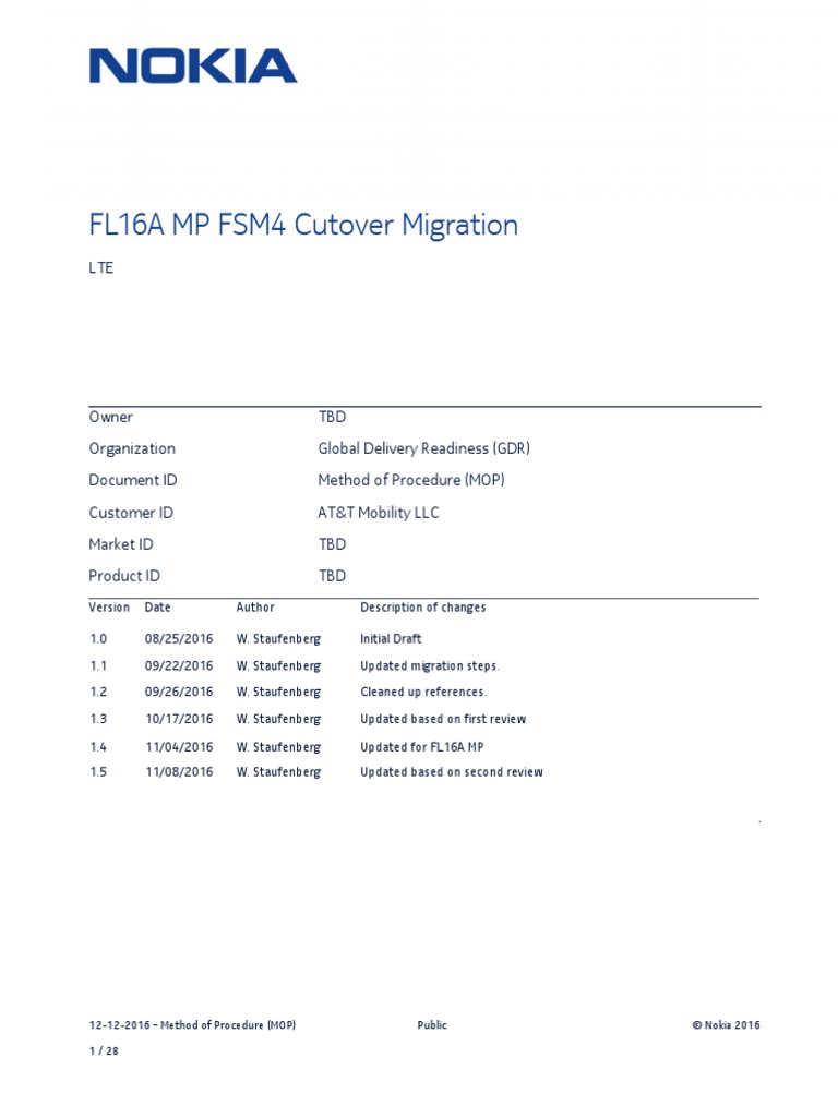 FL16A FSM4 Migration MOP Template v15 | Download Free PDF | Technical ...