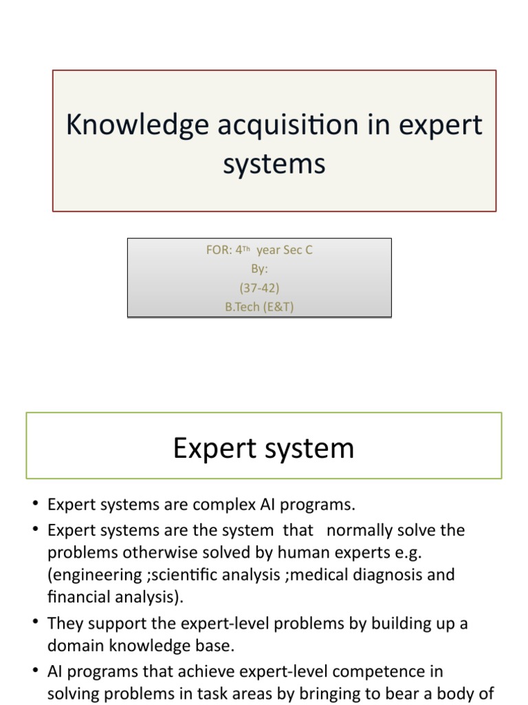 Knowledge Acquisition in Expert Systems | PDF | Expert | Artificial ...
