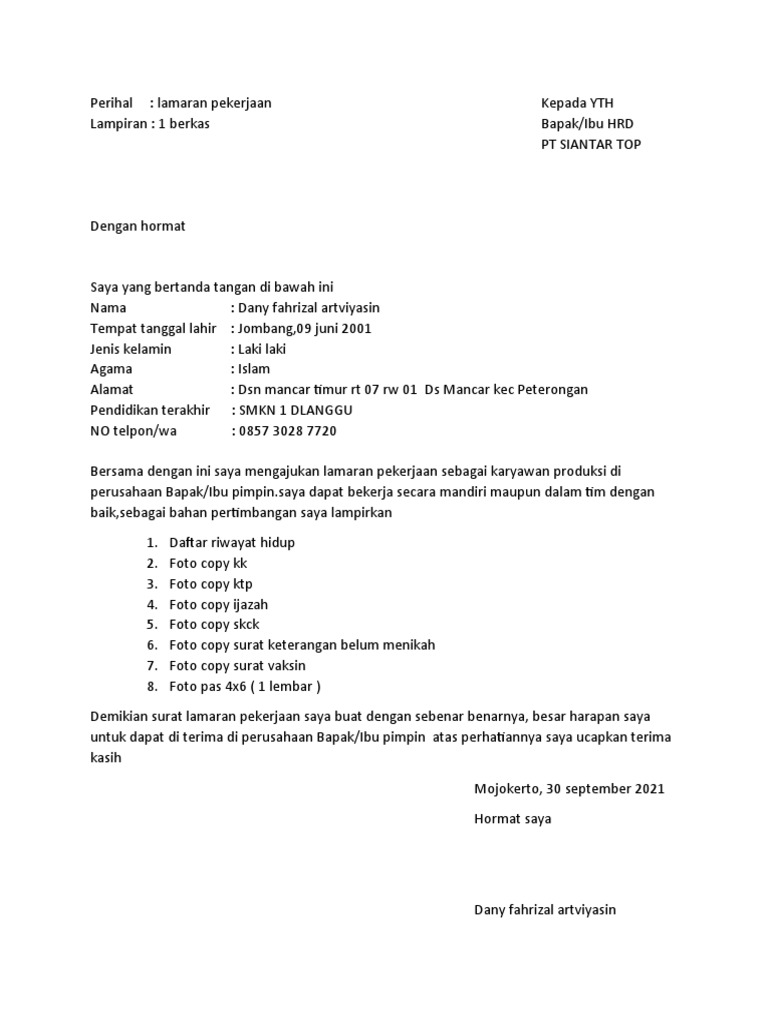Download 94+ Contoh Surat Surat Lamaran Kerja Vaksin Gratis