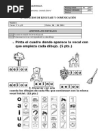 Evaluación de Vocales para Primer Grado | PDF | Escritura ...