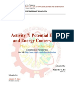 Activity 7: Potential Energy and Energy Conservation: Physics For Technologist