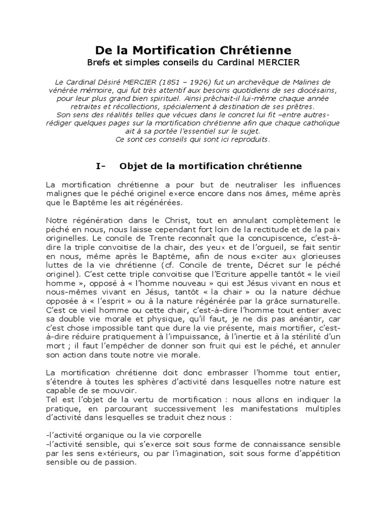 Conseils sur la Mortification Chrétienne | PDF | Péché originel | Jésus