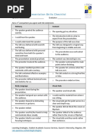 Presentation Skills Checklist: Delivery Content