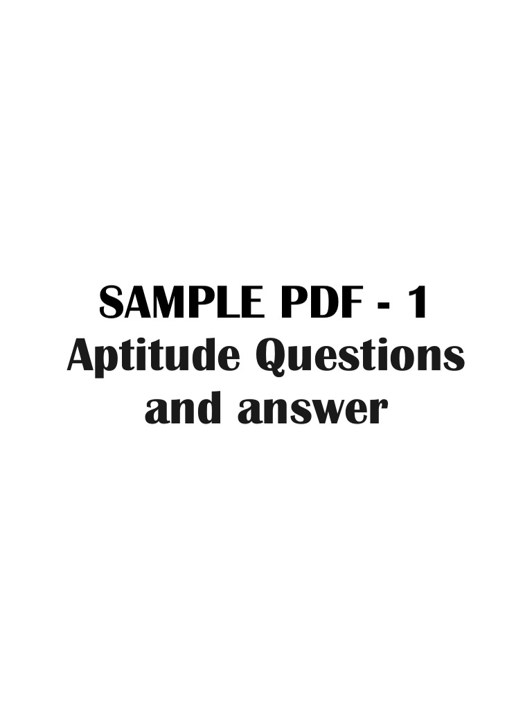 Sample PDF 1 Aptitude Questions and Answer PDF