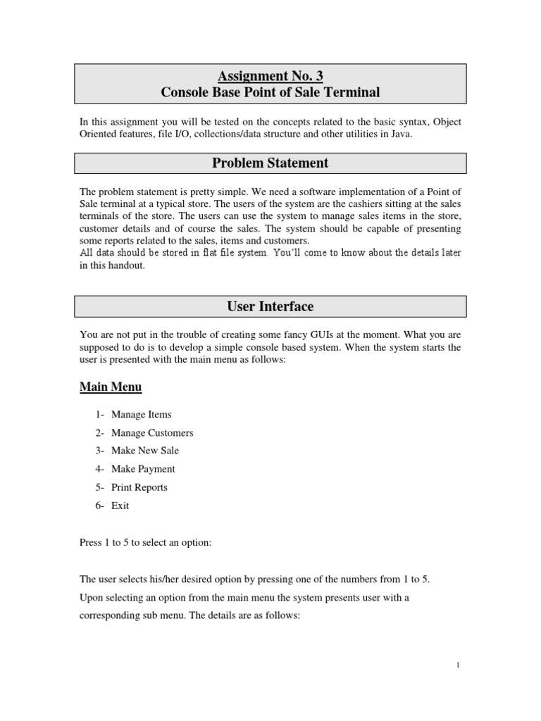 Console-Based POS System in Java | PDF | Command Line Interface | Point ...