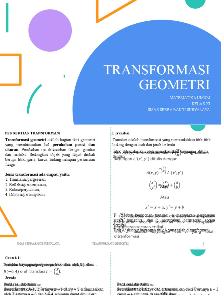 Materi Translasi Kelas 12 Matematika | PDF