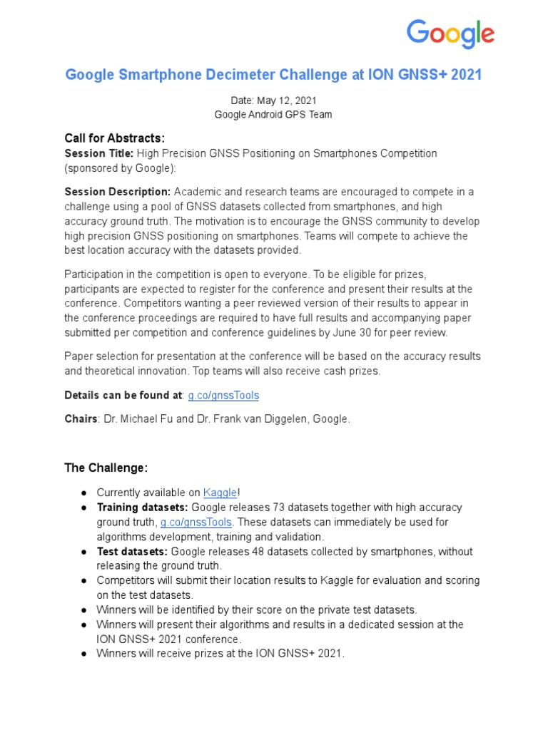 Google Smartphone Decimeter Challenge 2021 PDF Accuracy And