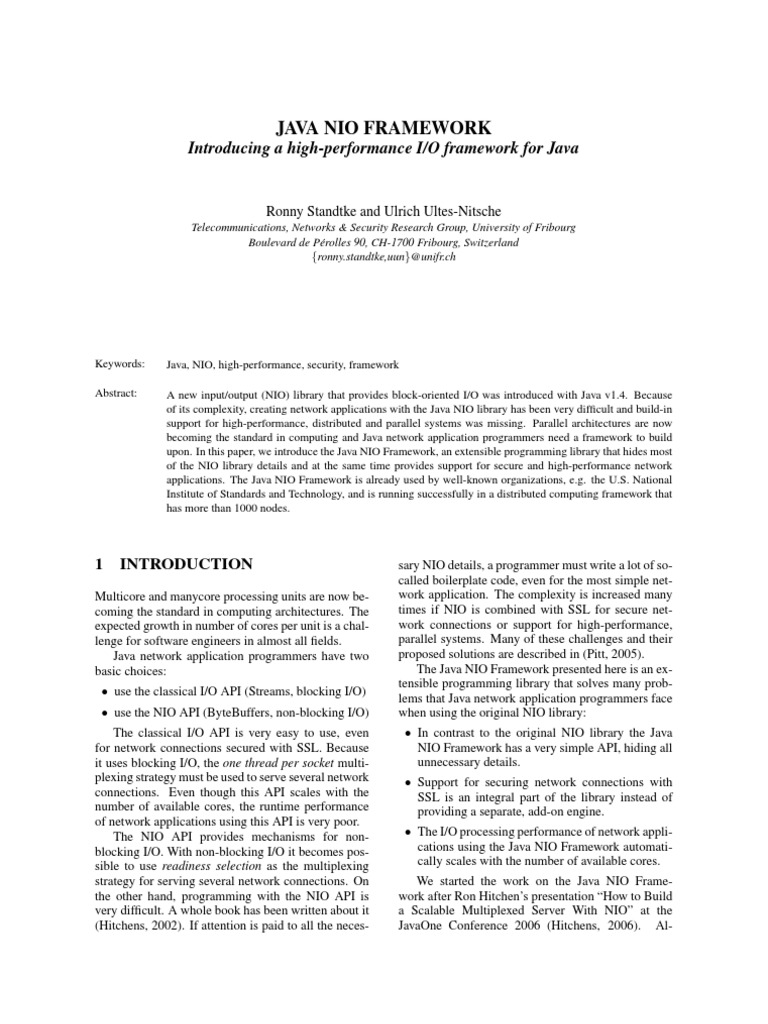 Java NIO Framework for High-Performance I/O | PDF | Thread (Computing ...