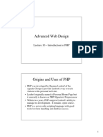 Advanced Web Design: Lecture 10 - Introduction To PHP