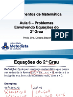 AULA 6 - Problemas envolvendo Equações do 2° Grau - Resolvido