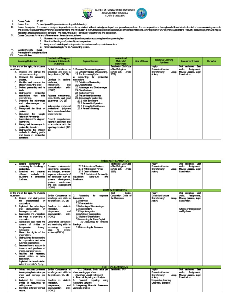 BC 111 | PDF | Partnership | Accounting