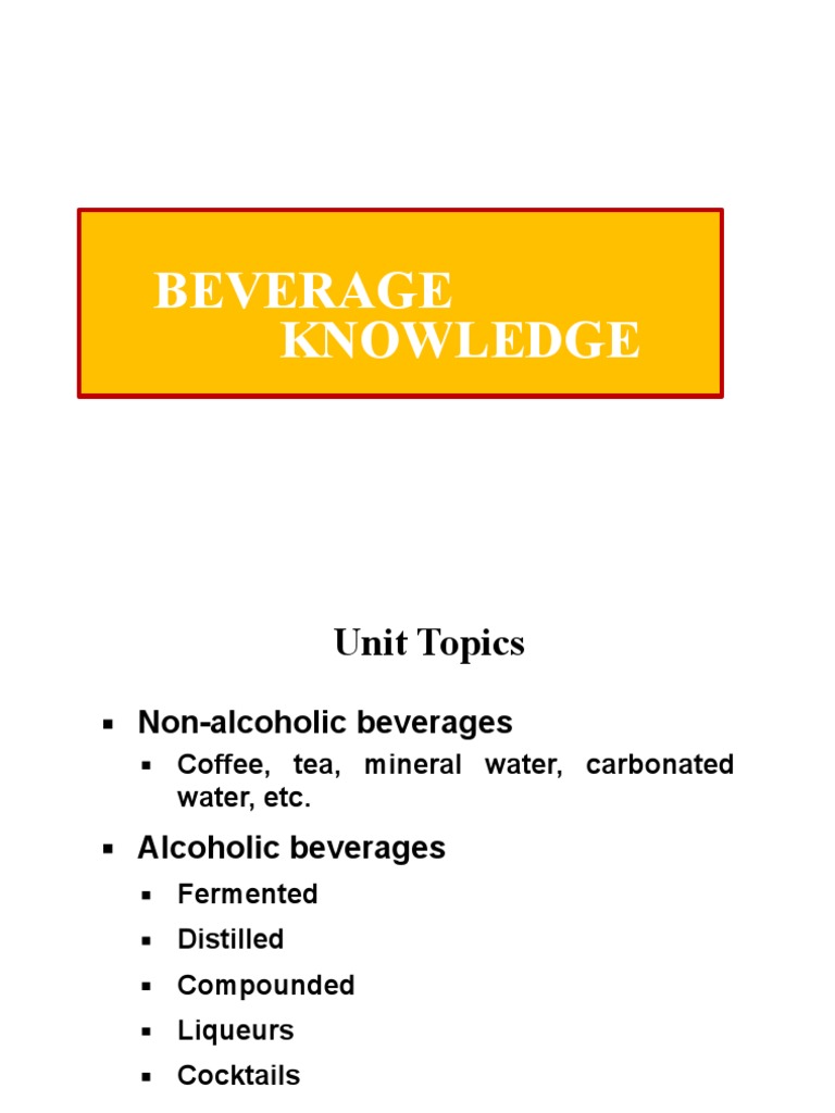 Beverage Knowledge and Classification Guide | PDF | Drink | Alcoholic ...