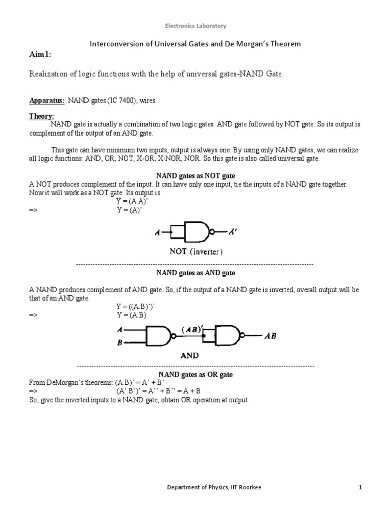 5 interconversion of universal gates and de morgans theorem pdf