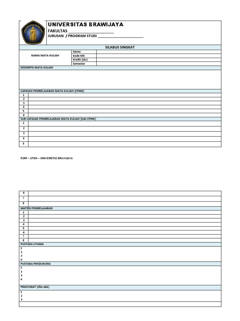 Format Silabus Mata Kuliah | PDF