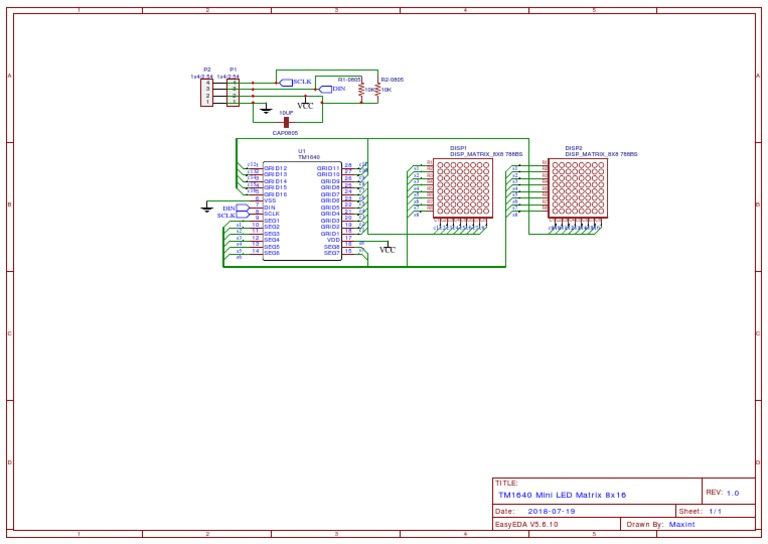 TM1640 LED Matrix Schematic | PDF