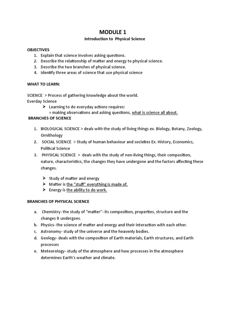 Overview of Physical Science Branches | PDF | Significant Figures ...