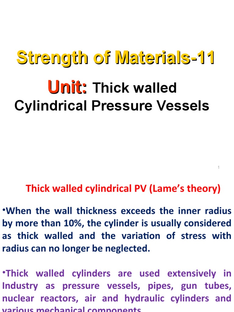 (Lec-8) Thick Walled Cylinders | PDF | Stress (Mechanics) | Physics