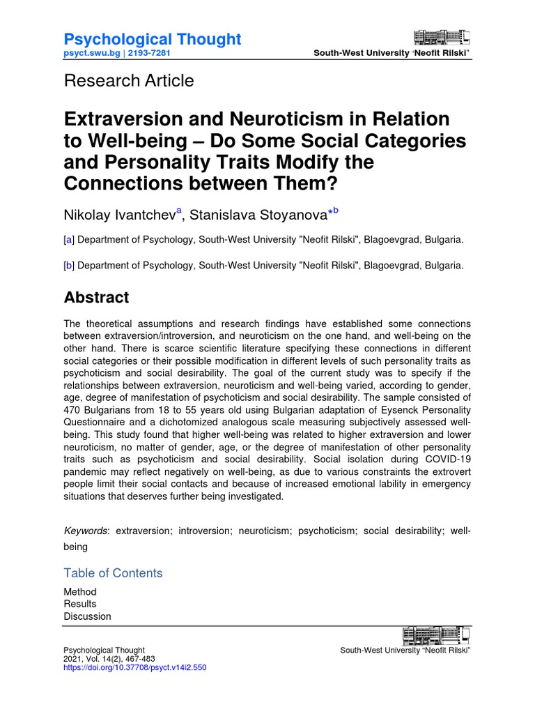 550 5589 1 PB | PDF | Extraversion And Introversion | Well Being
