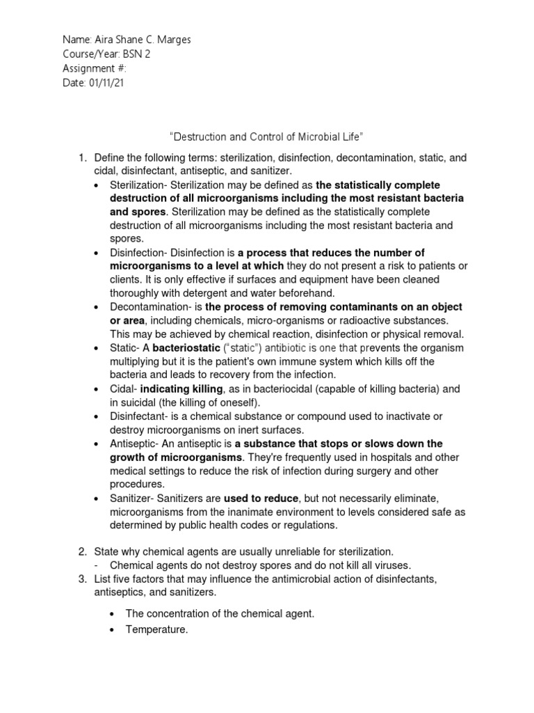 Microbial Control Methods Explained | PDF | Disinfectant ...
