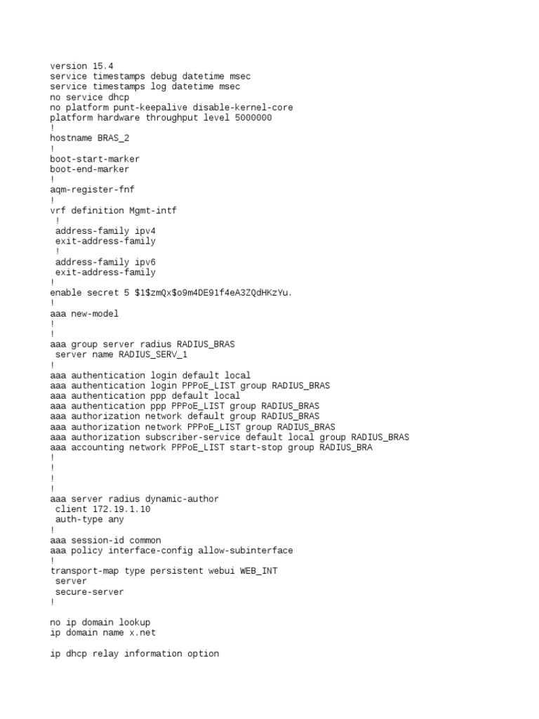 Network Configuration for BRAS_2 | PDF | Ip Address | Internet