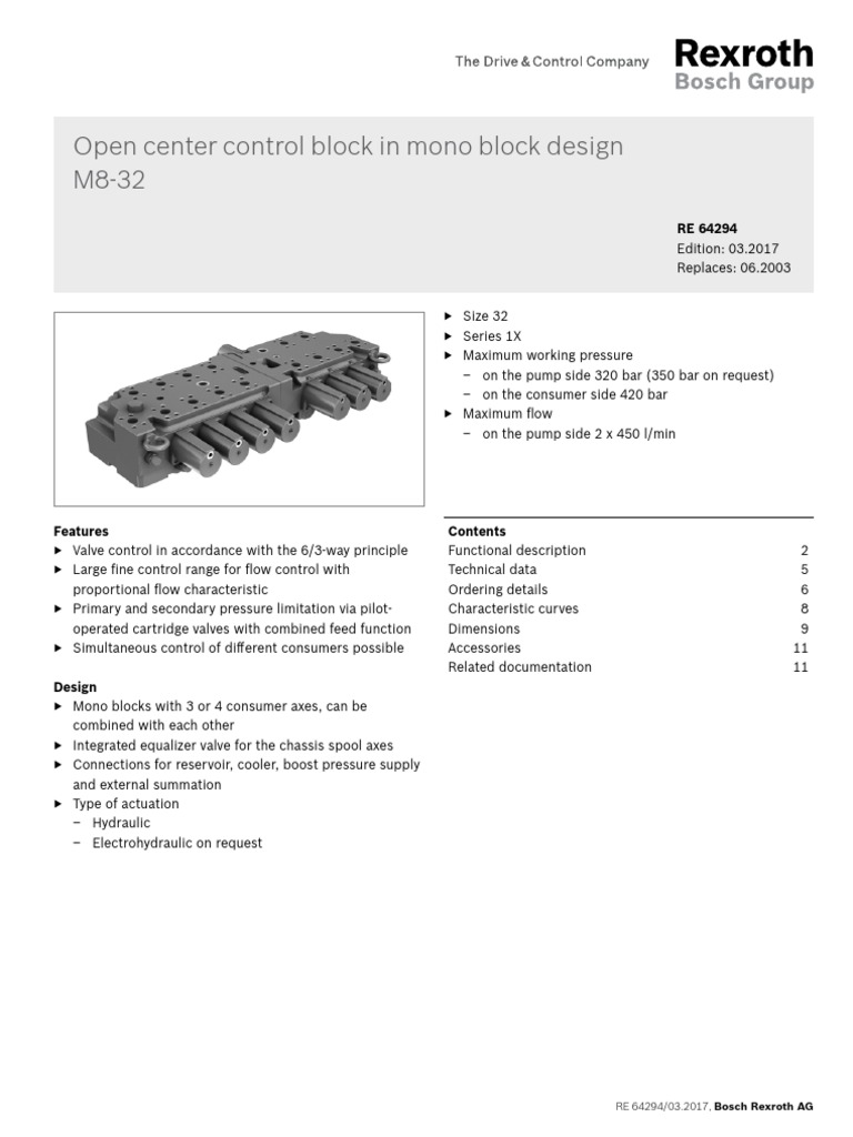 Open Center Control Block in Mono Block Design M8-32: RE 64294/03.2017 ...