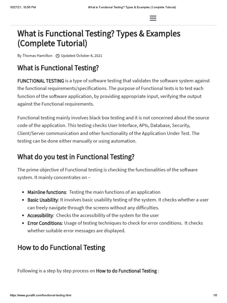 What is Functional Testing? Types & Examples | PDF | Software Testing ...